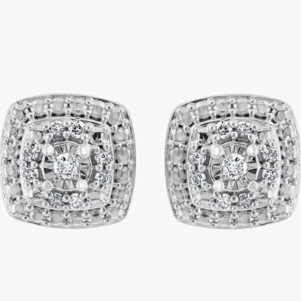 Sterling Silver Diamond Earrings - 0.10 ctw